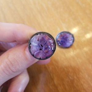 vintage screw post earrings amethyst color